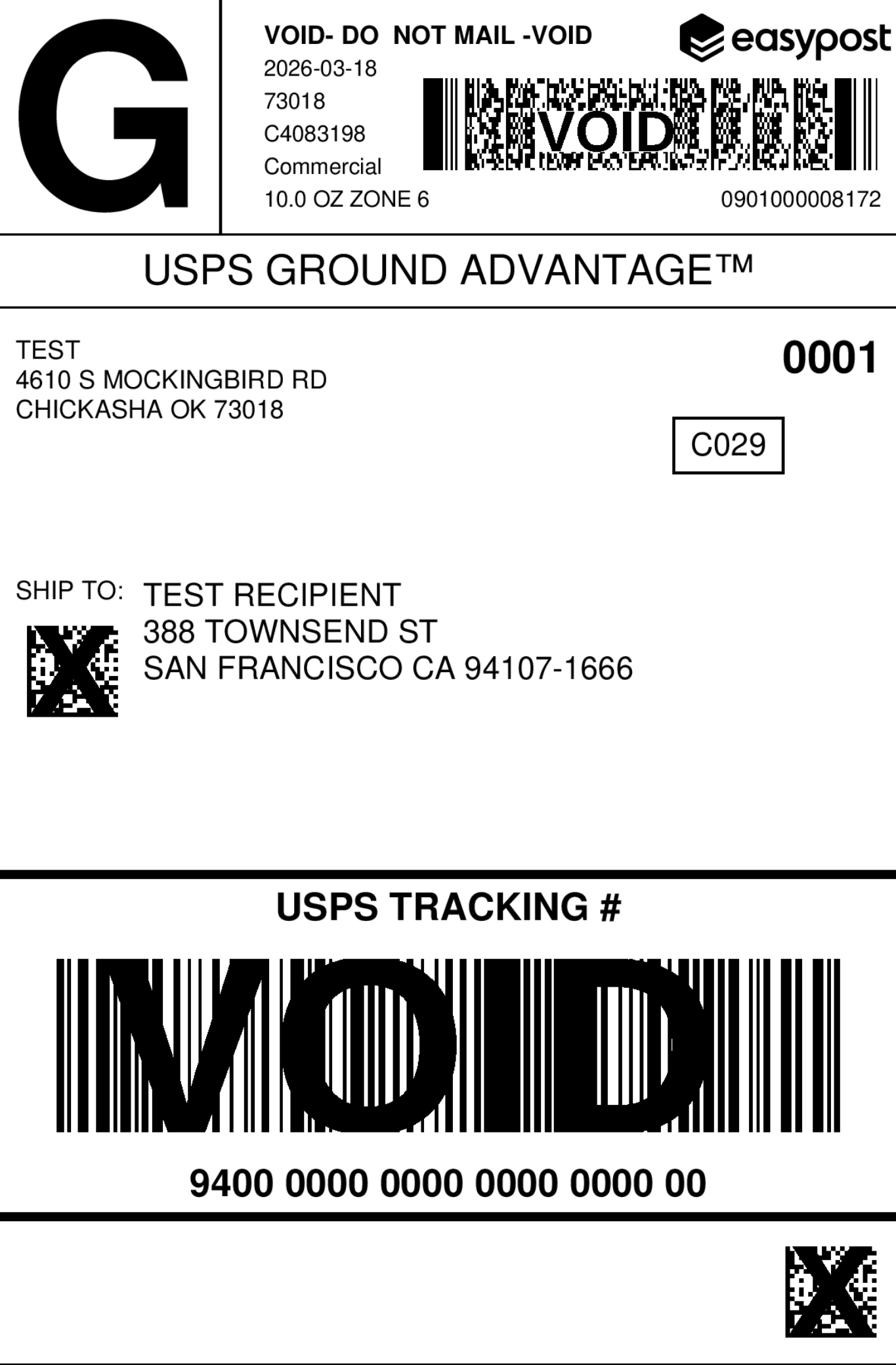 EasyPost shipping label