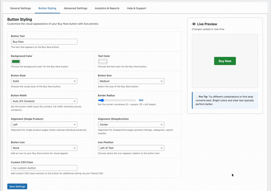 Button styling admin