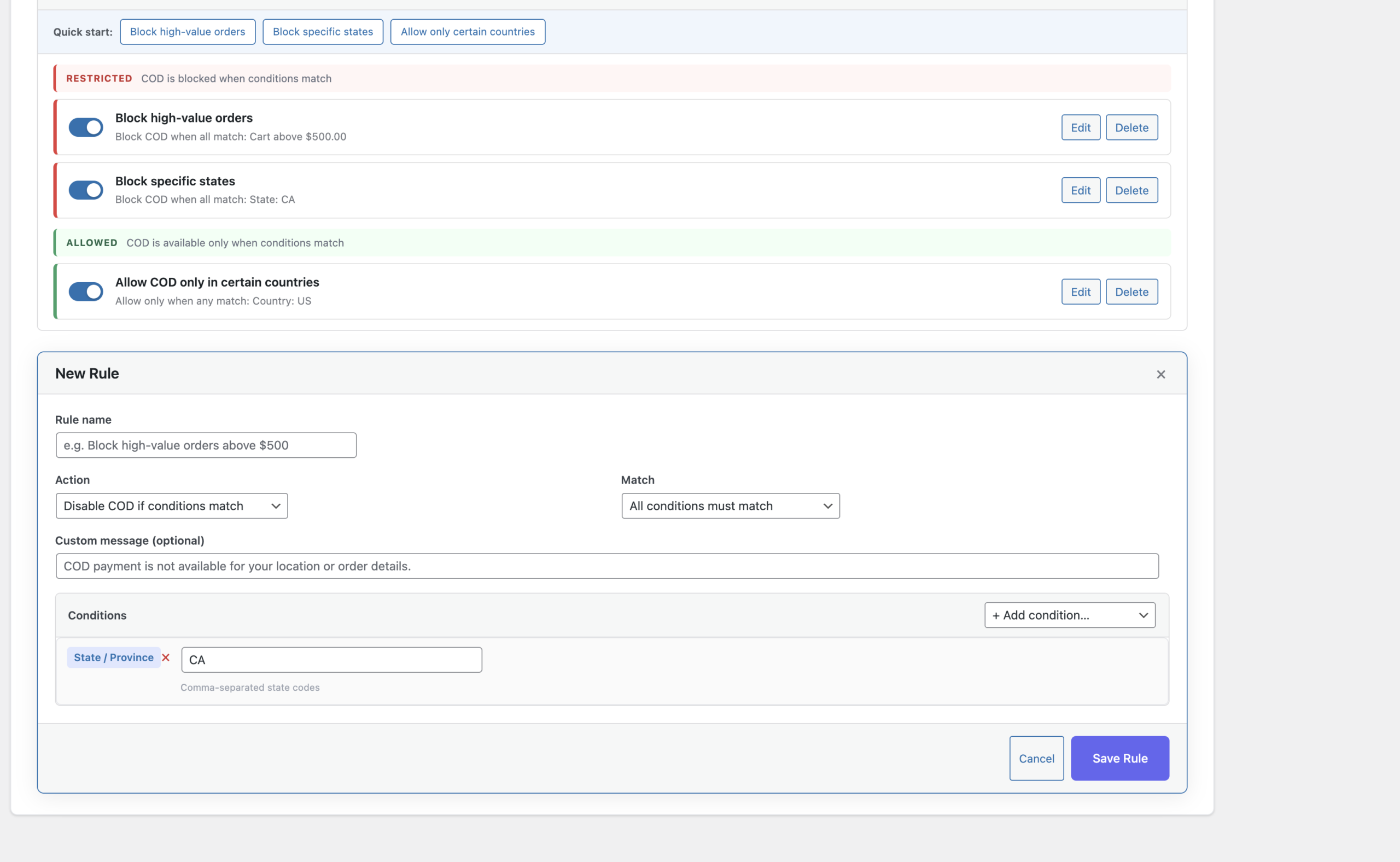 Visual COD Rule Builder