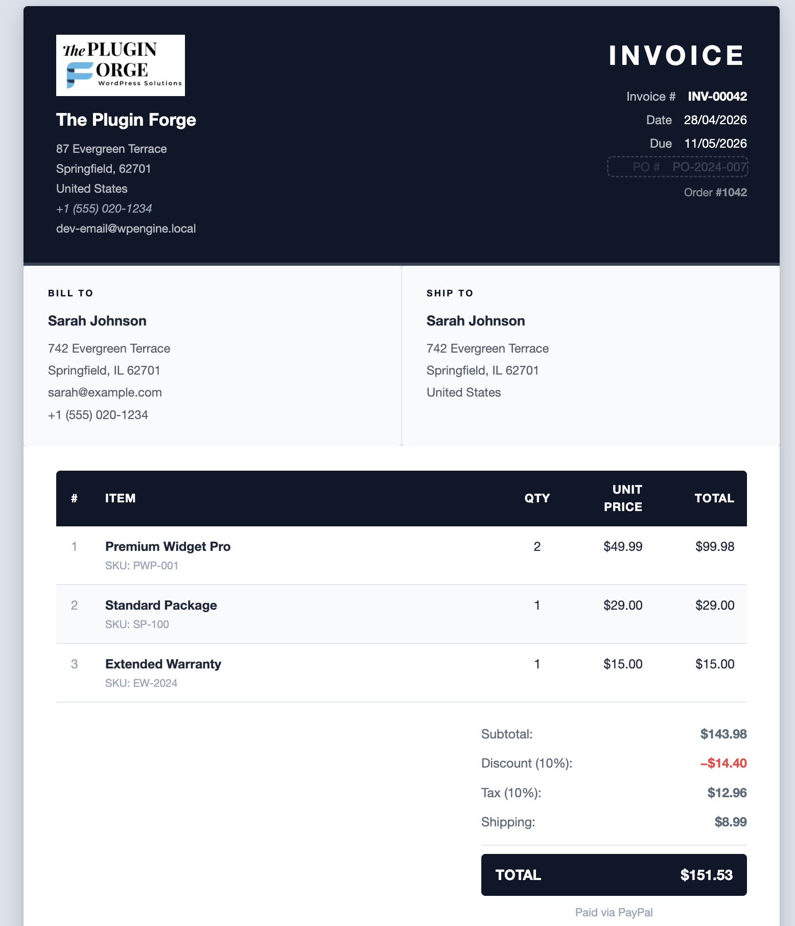 Sample PDF invoice